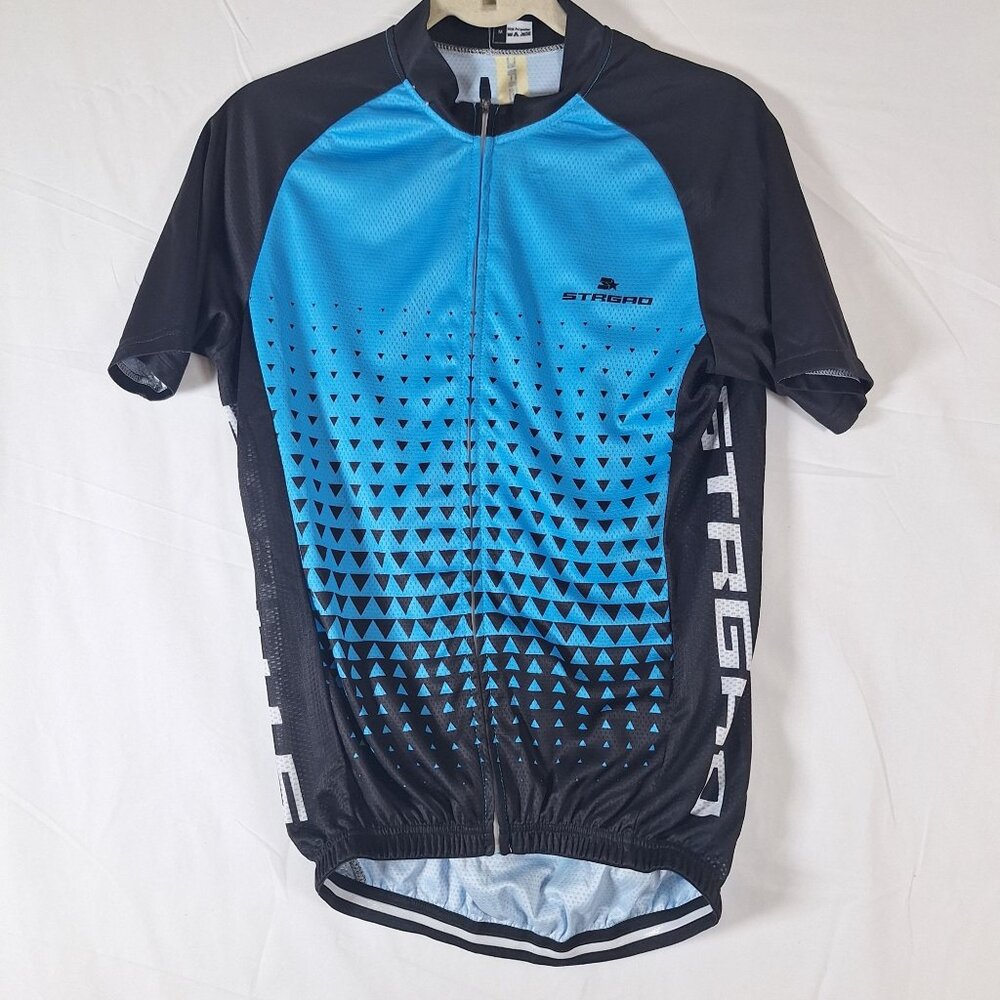 Strgao Short Sleeve Cycling Shirt Blue Black size Medium
